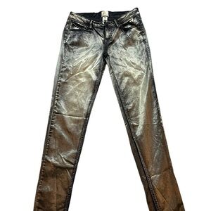Arden B Metallic Skinny Jeans Gold Silver Shimmer Y2K Party Size 8